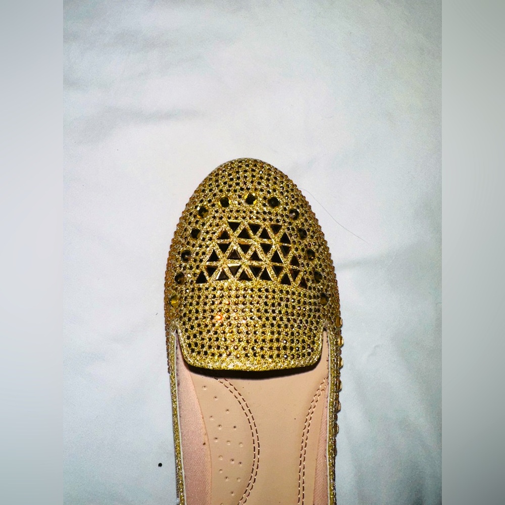 Link Comfort Gold Rhinestone Sparkle Flats Girls